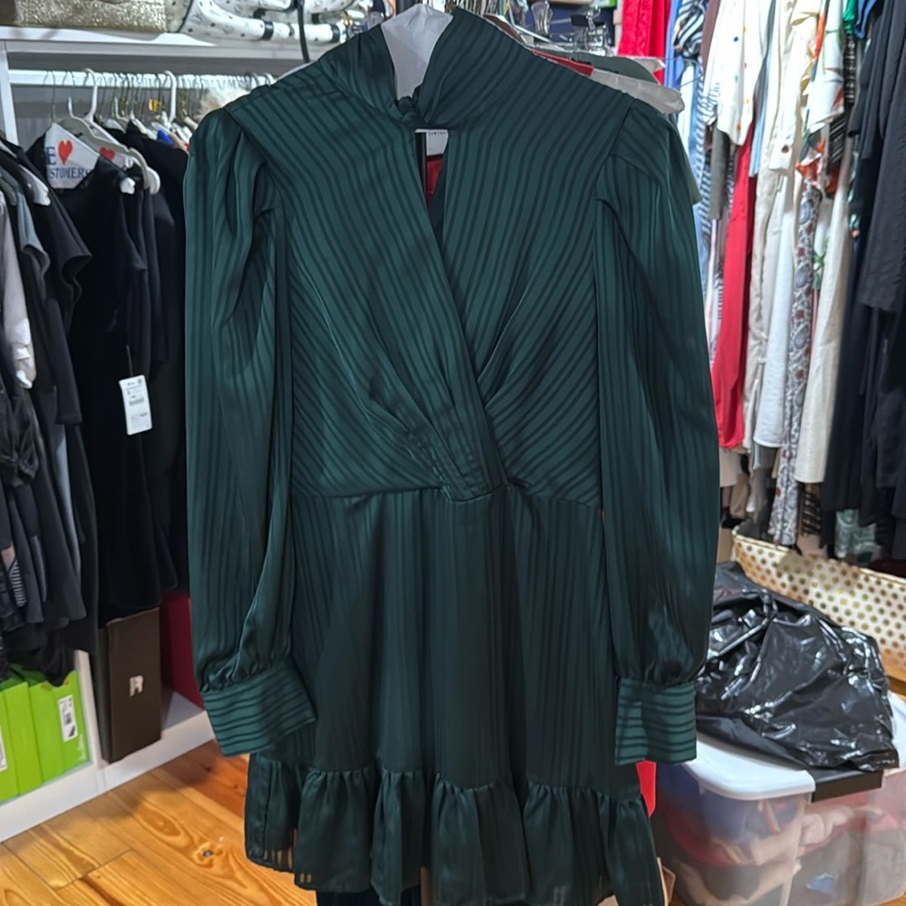 Aqua green silk dress
